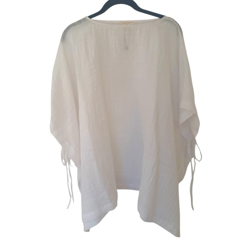 Eileen Fisher Linen Cropped Ponchi - Picture 2 of 4